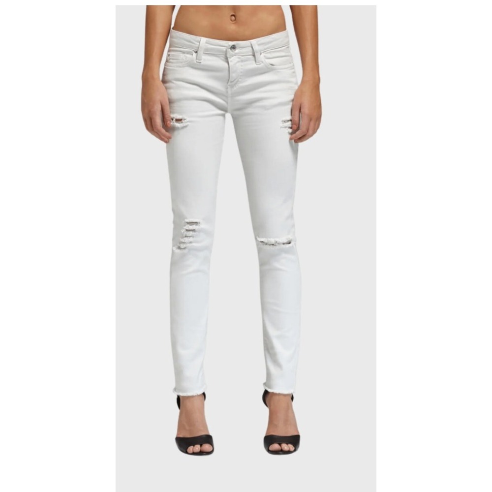 White Skinny Ripped Jeans - Women